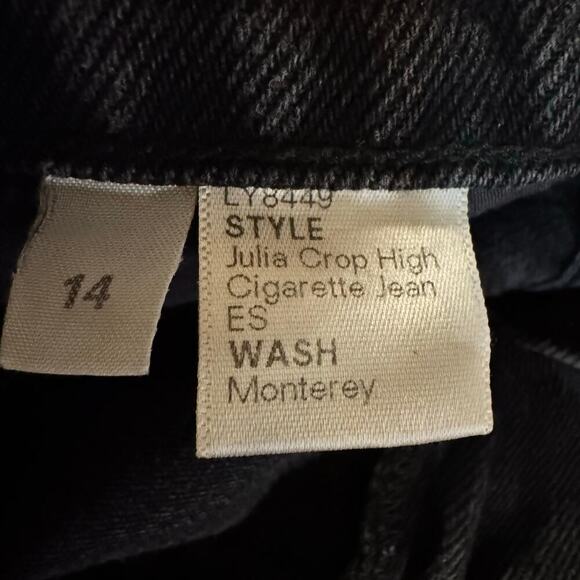 REFORMATION Plus-Size Julia Crop High Rise Cigarette Jean Black Sz 14 - Picture 7 of 7